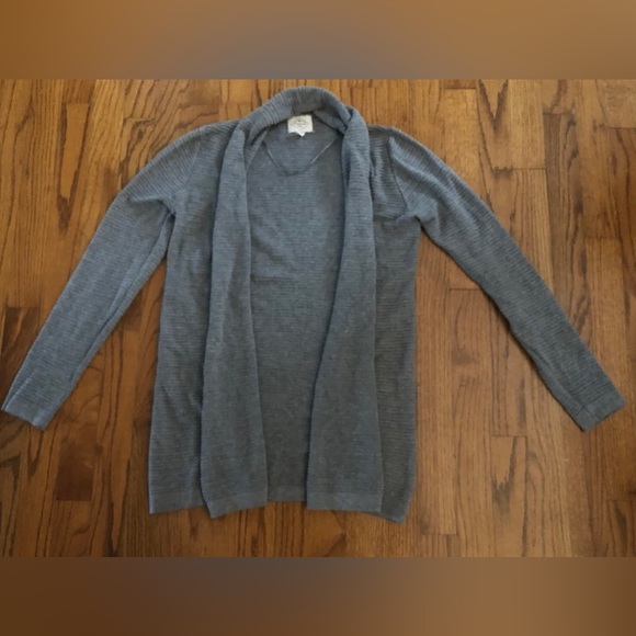 JCPenney St. John’s Bay Gray Ribbed Knit Open Front Cardigan Sweater Petite S - Picture 3 of 8